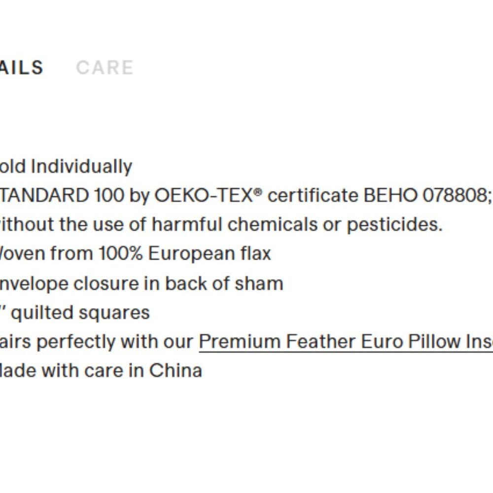 Quince European Linen Quilted Euro Sham Charcoal 5⭐Customer Reviews 26x26 - Picture 3 of 7